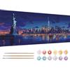 Reofrey Dipingere con i numeri, misura XXL, New York City, kit per pittura a olio, dipinta a mano, tela 30 x 80 cm, con pennello e vernice acrilica (senza cornice), dipingere con i numeri, per
