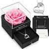Hnustbo Festa Della Mamma Regalo Originale, Rosa Stabilizzata Vera Rosa eterna Con Collana, Regalo Natale Donna, Rosa Eterna Stabilizzata, Regali San Valentino Regalo Natale Compleanno per la Mamma