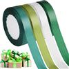 WhizNook 4 Rotoli Nastro di Raso Verde 20mm x 88m Nastro Regalo in Poliestere