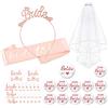 KonSait Addio al Nubilato Decorazione, Addio al Nubilato Gadget Sposa di Essere Bride to be Satin Sash Giarrettiera Sposa Cerchietto Tiara e Velo Sposa Matrimonio, Tatuaggi, Spilla Rosette