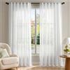 Deconovo Tende per Interni Moderne Effetto Lino con Passanti Nascosti - 2 Pannelli in Voile che Filtrano la Luce, Pieghe Eleganti per Soggiorno e Camera da Letto, 140x280 cm, Bianco