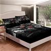 Loussiesd Set di biancheria da letto per moto, da uomo, colore nero, rosso, set di lenzuola ragazzi, ragazzi, sport estremi, con angoli, moderno edificio della città, copriletto, motocross, per camera singola