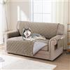 BellaHills 100% Impermeabile Copri Divano 2 Posti Con Braccioli, Copridivano Universale Con Tasche Portaoggetti, Seduta 120cm, Taupe