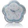 Jwthee Sveglia, piccolo orologio da scrivania retrò a forma di fiore, alimentato a batteria, silenzioso, silenzioso, a basso rumore, con luce notturna, per soggiorno, camera da letto, (Blue)