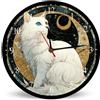 Horienteeon Orologio da parete in legno a forma di gatto bianco con stelle, 25 cm, silenzioso, senza ticchettio, funzionamento a batteria, orologio retrò in legno, per soggiorno, cucina, bagno, camera