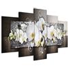 B&D XXL - Quadro Fiori Orchidea 100x50 cm 5 Pezzi - Stampa su Tela Canvas con Struttura - Quadri Componibili Moderni Soggiorno Grandi - Murale Arte Decorazioni da Parete Decori - Astratto 020110-157