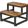 Fuyoula Sgabello a 2 gradini in legno,Sgabello con piedini antiscivolo,scala domestica, 38 x 35 x 38cm