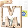 DBPBToU Salvadanaio Personalizzato in Legno Trasparente, Apribile per Bambini, Grande Creativo per Regalo di Compleanno/Decorazione Domestica/Ricordo (M)