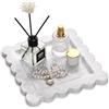 TABHOUKIT Vassoio Marmo Bagno Ondulato Vassoio Portaoggetti Svuotatasche Ingresso Lusso Decorativo per Toletta, Fazzoletti, Candele, Asciugamani, Cosmetici, Cucina, Profumo, Portachiavi Bianco Carrara 20x20cm