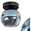 hofstein Lampada da soffitto HOFSTEIN Ripoll, lampada da soffitto in metallo/vetro nero/blu, lampada dal design moderno vintage/retrò con paralume in vetro (Ø 9 cm), 1 x E27, senza lampadina