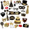 G2PLUS 32 Pezzi Photo Booth Compleanno Accessori: Accessori Photo Booth per 18 Anni noir et or Regalo Uomo e Donna per compleanno festa matrimonio Natale