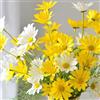 OUKEYI Fiori artificiali, 10 mazzi di margherite artificiali in seta, resistenti ai raggi UV, per esterni, con steli, arbusti vegetali, composizioni per casa, giardino, decorazione (bianco e giallo)