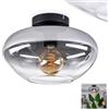 hofstein Lampada da soffitto HOFSTEIN Mertola, lampada in metallo/vetro nei colori nero/fumo/trasparente, dal design moderno retrò/vintage con paralume vetro (Ø 30 cm), 1 x E27, senza lampadina