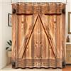 Xiaoterna Tenda da doccia rustica marrone rurale porta del fienile di legno impermeabile poliestere tenda da bagno antica porta della fattoria campagna decorazione del bagno 180x220cm
