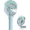 HandFan Ventilatore a mano con batteria USB, a 3 livelli, mini ventilatore da tavolo 2 in 1, con presa multipla per i viaggi e la casa