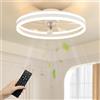 NIORSUN Ventilatore da Soffitto da Con Llluminazione, 3000-6500K 6 Velocità del Vento Regolabile, Dimmerabile, Luce LED da 40cm, Con Telecomando e App, Modalità Estate e Lnverno, Timer,bianco