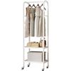 Fuyoula Stand Appendiabiti con Ruote,2 Ripiani, Robusto,Design Semplice,Organizzazione Guardaroba,Facile da Spostare e Montare,Bianco,49 * 33 * 176cm
