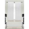 HOME ZEN HOUSEHOLD LINEN Tendine per Finestra, Coppia di 2 Pezzi, 60 cm Larghezza, 150/240 cm Lunghezza, Bianco Rigato con Balza Macramè, Asola Unica (CREMA, 60X240 CM)