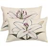 ZaeMynnu Federe Cuscini Divano 40x60 2 Pezzi, Beige Copri Cuscini per Divano Esterno, Rettangolari Copricuscino Impermeabile in Lino, Fodera Cuscino Decorativo per Regalo Donna, Decor Casa, (Giglio) -3108