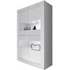 Web Convenienza Vetrina con Ante Made in Italy - Credenza Contenitore Collezione BASIC per Soggiorno Cucina Ingresso Sala da Pranzo Mobile Design moderno (Bianco lucido, 4 ante)