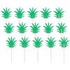 FSSTUD 36 topper per cupcake a forma di foglia di ananas verde, glitterati, estivi, spiedini di frutta in legno, bastoncini per antipasti, stuzzicadenti, sandwich, decorazioni per torte a tema