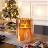 JHY DESIGN Candele senza fiamma in vetro con 3 stoppini, a batteria, danzanti, grandi candele LED con timer di 6 ore, con stoppino mobile, per casa, matrimonio, festa, festival (Grigio)