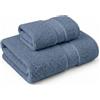 NARCISO Set Asciugamani Bagno Viso e Bidet 2 Pezzi (1 Viso 50x100cm e 1 Bidet 40x60cm) Ogni Asciugamano è Realizzato in Spugna di Cotone Alta Assorbenza, Morbido e Resistente all'Usura (Polvere)