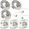 JungesLicht Set di 3 faretti da incasso spazzolati con attacco in ceramica GU5.3 MR16, diametro esterno 80 mm, diametro del foro da 55 mm a 68 mm, adatto per faretti da soffitto, senza lampadina