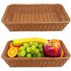 MOUYAT, Set di 2 cestini per pane in vimini, cestini rettangolari da 40x30x8 cm per servire cibo, cestini in vimini di plastica marrone per servire, esposizione, verdura, cucina di casa, ristorante