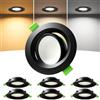 Laiebri 6 Faretti LED da Incasso per Cartongesso, Foro Ø68-80 mm, Orientabili 45°, Faretti LED Ultrasottili da 23 mm, 5W, 3 CCT 2700K/4000K/6000K, IP44 per Bagno e Cucina, 230V, Nero