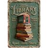 Papient Targa in metallo vintage con scritta Book Stack Library House, per casa, bar, giardino, interni ed esterni, decorazione da parete retrò, 20,3 x 30,5 cm