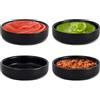 Orixo 4 Pezzi Ciotole Aperitivo 8.7x8.7x2.5 cm, Ciotoline per Aperitivo | Mini Ciotole per Salsa di Soia, Piccole Ciotole Rotonde per Salse, Plastica Ciotola per spezie, Frutta, Snack (Nero)