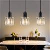 SXHZLY Lampada a sospensione nera Lampada a sospensione per tavolo da pranzo Lampada a sospensione a 3 luci E27 Retro Lampada da cucina Lampada da sala da pranzo (Trasparente)