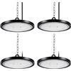 CheDux 4 PCS Faretto LED UFO 150W, 15000LM Lampada da Officina, 6000K-6500K Bianco Freddo High Bay Light, IP65 Impermeabile Industriale per Garage, Magazzini, Fabbrica, Stadio Coperto