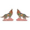 Maria Chiara Marino Set 2 calamite in Legno Artigianali - Animali e Natura - Magnete Frigo Fatto a Mano - Idea Regalo Originale - Gatto, Rana, Papera, Coccinella, Lupo, Cane, Stella Alpina (Lupo)