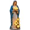 Generic Statua da giardino a energia solare della Vergine Maria, decorazione religiosa da giardino a LED in resina con rosa illuminata, statuetta cattolica da cortile, regalo cristiano per donne, madri e
