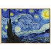 ConKrea Quadro su Tela Canvas INTELAIATO - con Cornice - Starry Night - Notte Stellata per Van Gogh - 70x100cm - Stile Moderno Legno Naturale - (cod.2671)