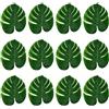 Jenngaoo 12Pezzi 14'' Foglie di Palma Artificiali, Artificiale Verde Palme Lasciare Falso Fiore Pianta Imitazione Foglia per Decorazioni Tavola a Tema della Spiaggia della Giungla della Festa Hawaiana