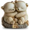 Komergave Orso bianco decorativo in legno, statuette in legno 2D, scultura in legno naturale, decorazione per scrivania, sculture in legno, sculture in legno, statuette a pressione, orso, regalo per