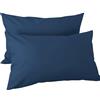 H HANSEL HOME 2 Pezzi Federe 45x150cm per Cuscino Letto in 100% Microfibra con Cerniera, Copricuscini Morbido e Trasparente - Blu Navy
