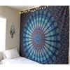 RAJRANG Arazzo Decorativo da Appendere a Parete per Soggiorno Camera da Letto Blu 228 x 274 cm Arazzi Mandala Con Piume di Pavone Plaid da Spiaggia in Cotone Indiano
