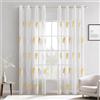 MIULEE Tende per Interni Moderne 2 Pezzi 140x225 CM, Voile Tenda Finestra Interno Salotto, Tenda Trasparente con Ricami a Foglie Bianche e Giallo, Fantasia Tende Camera da Letto Soggiorno Occhielli