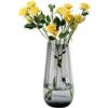 JAKY-Global Vaso da Fiori Moderno in Vetro Nero Grigio per Bouquet - Altezza 24,9 cm, Design a Goccia per Decorazione del Pavimento della Casa e Fattoria, Centrotavola