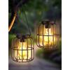 Goffii Lampade Solari da Esterno a Sospensione, Set da 2 Lanterne Solari in Metallo Impermeabili, con Lampadina LED Grande, Luci Solaris Decorative per Giardino, Terrazza, Balcone, Prato e Cortile
