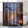 Generic Tenda da doccia invernale notturna, tenda da doccia con scena innevata per bagno, decorazione natalizia, moderna, in tessuto impermeabile, con ganci, 152 x 183 cm