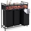 COSTWAY Cesto Biancheria Sporca 144 L a 3 Scomparti con 2 Cassetti, Mobile Portabiancheria Estraibile, Sacco Rimovibile in Tessuto per Bagno e Lavanderia, 92,5 x 33 x 93,5 cm (Senza Ruote)