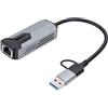 Yusat Adattatore da USB C e USB A A Ethernet, Convertitore di Rete Ad Alta velocità da 5 Gbps per Tablet Laptop