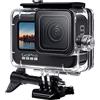 Senua - Custodia impermeabile per GoPro Hero 9, colore: Nero (2020) Action Camera, 60 m / 196 m, protezione subacquea con base di montaggio e vite a pollice