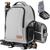 Tarion, zaino per fotocamera impermeabile, grande capacità, con scomparto per computer portatile da 15, copertura antipioggia per donne e uomini, treppiede, colore: grigio
