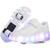 HUSKSWARE Scarpe Ragazza da Ragazzo con Ruote, 2 in 1 per Bambini, con rotelle, per Skateboard, Sneakers, Bianco, 34 EU